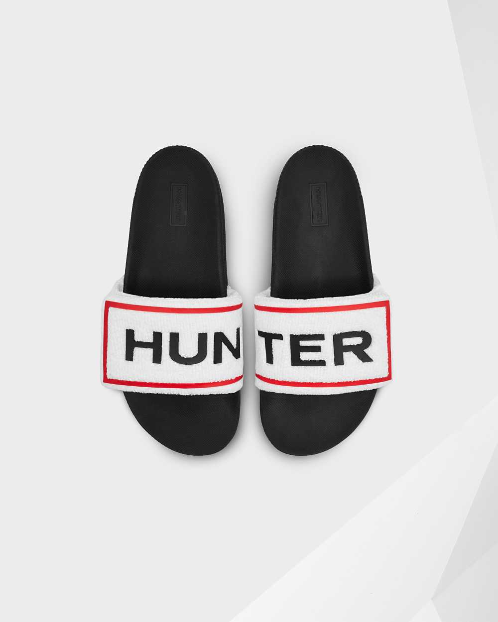 Hunter Original Verstellbare Frottee-Logo-Pantoletten Damen - Hunter Sandalen Weiß | Deutschland 849